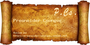 Presneider Csongor névjegykártya